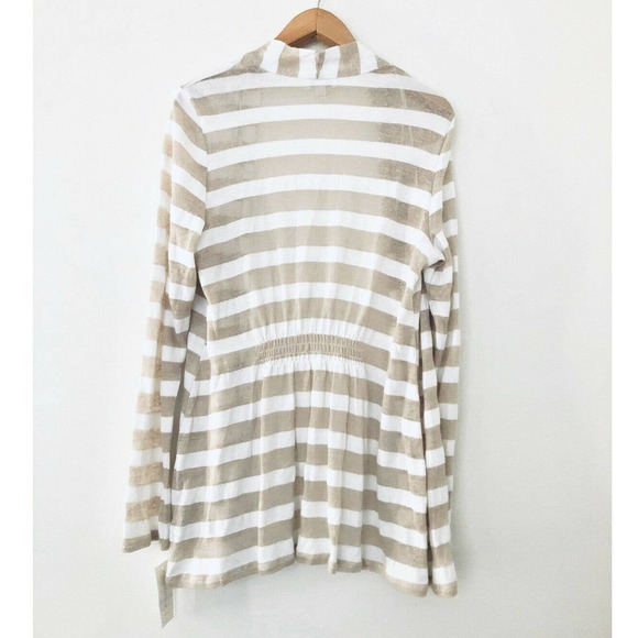Charter Club Cardigan Striped Beige Sz L - Picture 2 of 7